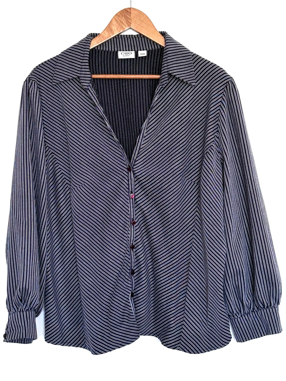 Cato Plus Shirt Women’s Size 18/20W Striped Button Up Long Sleeve Collared Top